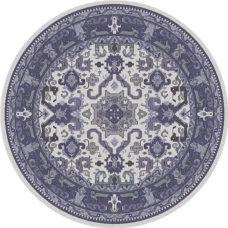Persian Style round Rugs for Living Room Bedroom Rugs Carpets and Rugs Classic Flower Decoration Study Plan Coffee Table Doormat
