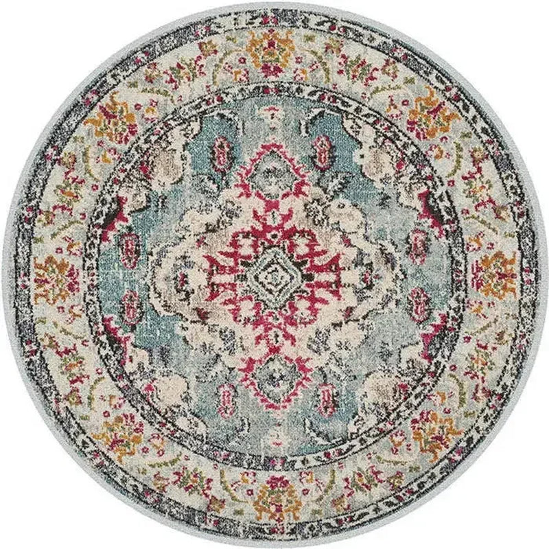 Persian Style round Rugs for Living Room Bedroom Rugs Carpets and Rugs Classic Flower Decoration Study Plan Coffee Table Doormat