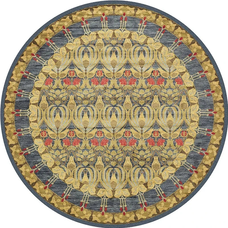 Persian Style round Rugs for Living Room Bedroom Rugs Carpets and Rugs Classic Flower Decoration Study Plan Coffee Table Doormat