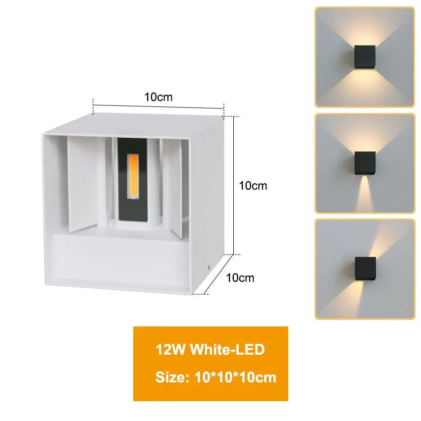 LED Wall Lamp IP65 Waterproof Indoor & Outdoor Aluminum Wall Light Surface Mounted Cube LED Garden Porch Wall Sconce