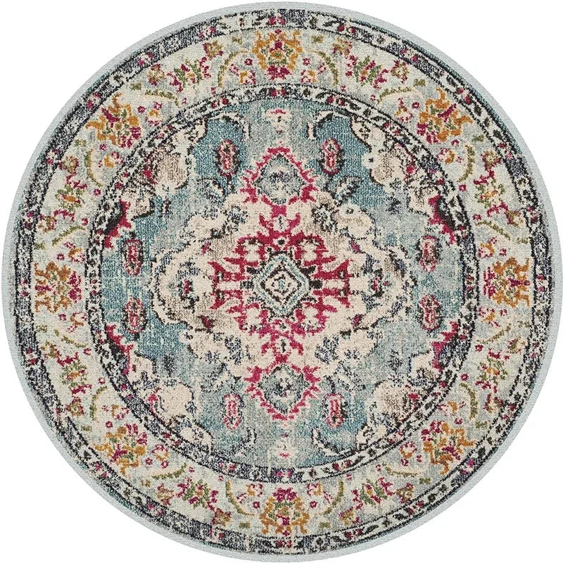 Persian Style round Rugs for Living Room Bedroom Rugs Carpets and Rugs Classic Flower Decoration Study Plan Coffee Table Doormat