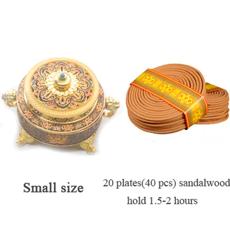 Incense Holders Incense Burner Tibetan Style Painted Enamel Zinc Alloy Coil Incense Holder Home Office Decoration Gift