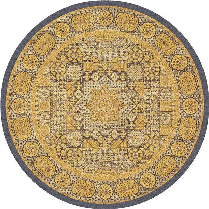 Persian Style round Rugs for Living Room Bedroom Rugs Carpets and Rugs Classic Flower Decoration Study Plan Coffee Table Doormat