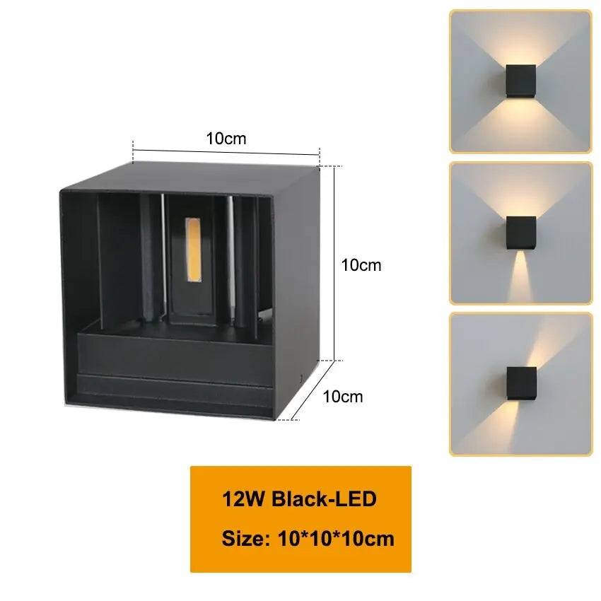 LED Wall Lamp IP65 Waterproof Indoor & Outdoor Aluminum Wall Light Surface Mounted Cube LED Garden Porch Wall Sconce