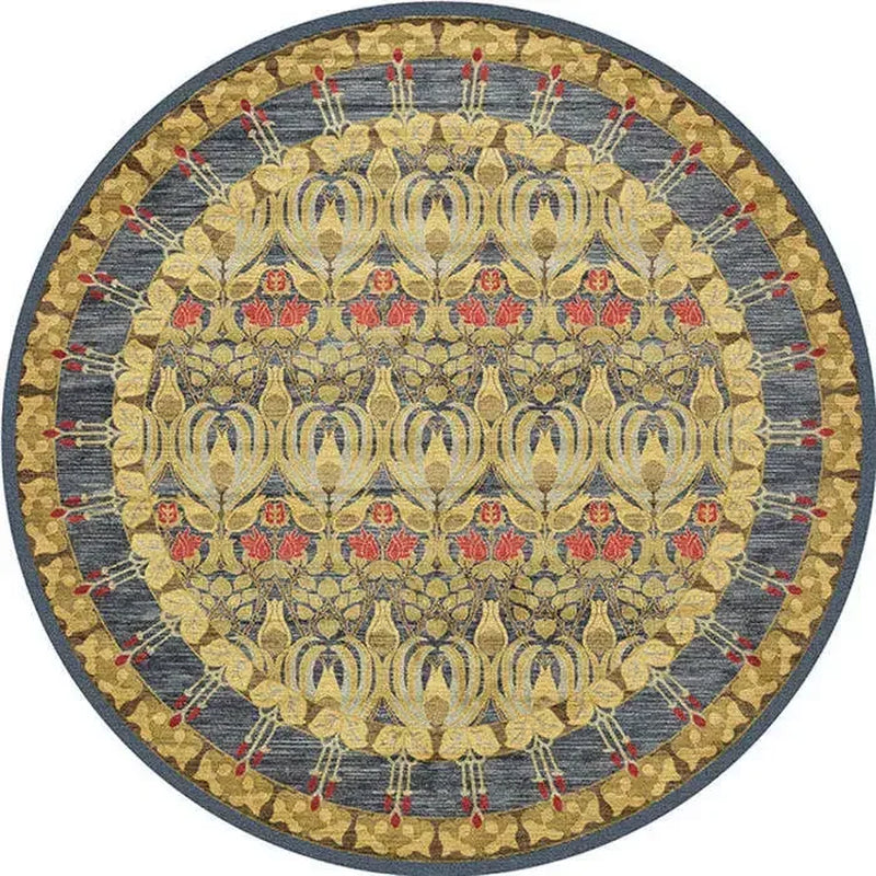 Persian Style round Rugs for Living Room Bedroom Rugs Carpets and Rugs Classic Flower Decoration Study Plan Coffee Table Doormat