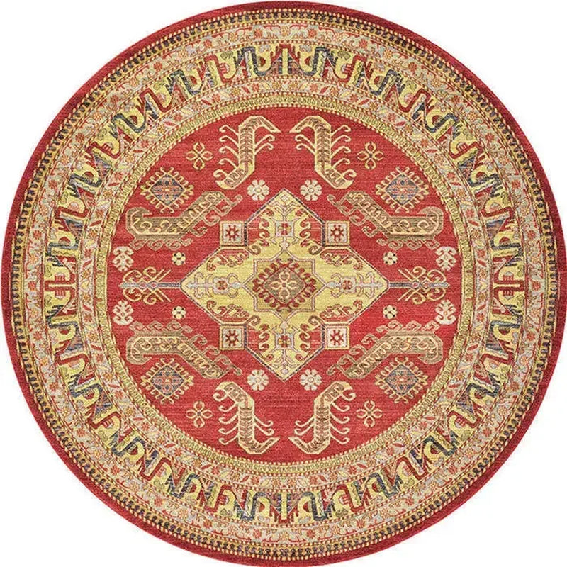 Persian Style round Rugs for Living Room Bedroom Rugs Carpets and Rugs Classic Flower Decoration Study Plan Coffee Table Doormat