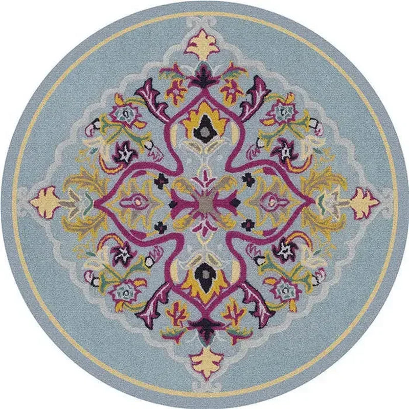 Persian Style round Rugs for Living Room Bedroom Rugs Carpets and Rugs Classic Flower Decoration Study Plan Coffee Table Doormat