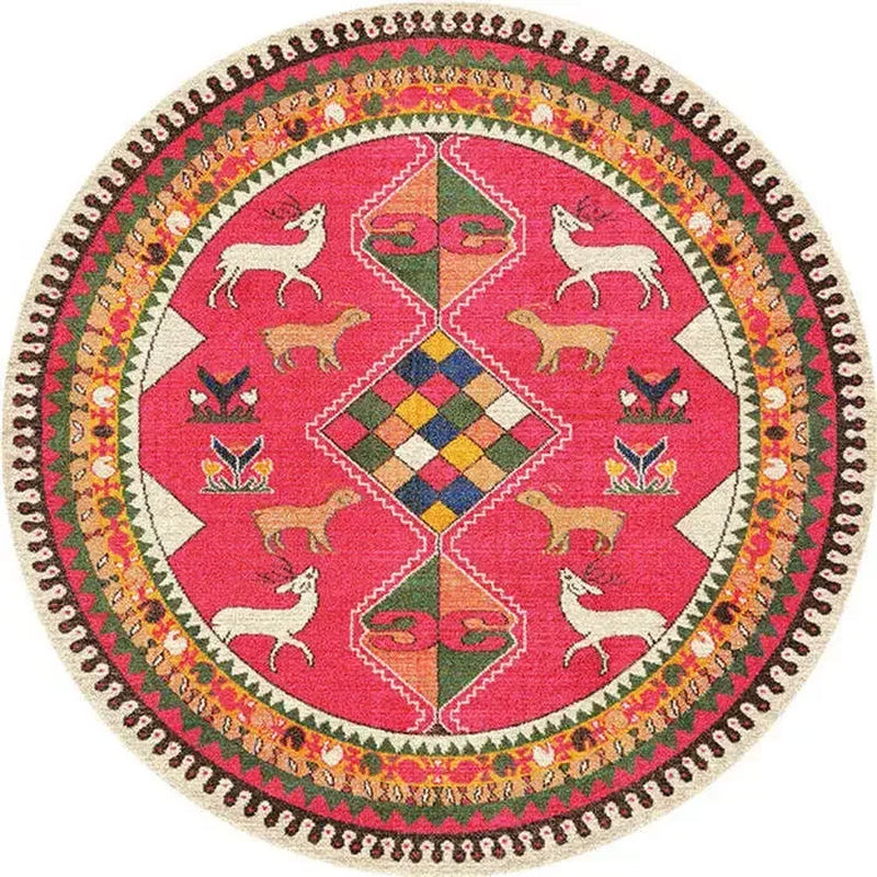 Persian Style round Rugs for Living Room Bedroom Rugs Carpets and Rugs Classic Flower Decoration Study Plan Coffee Table Doormat