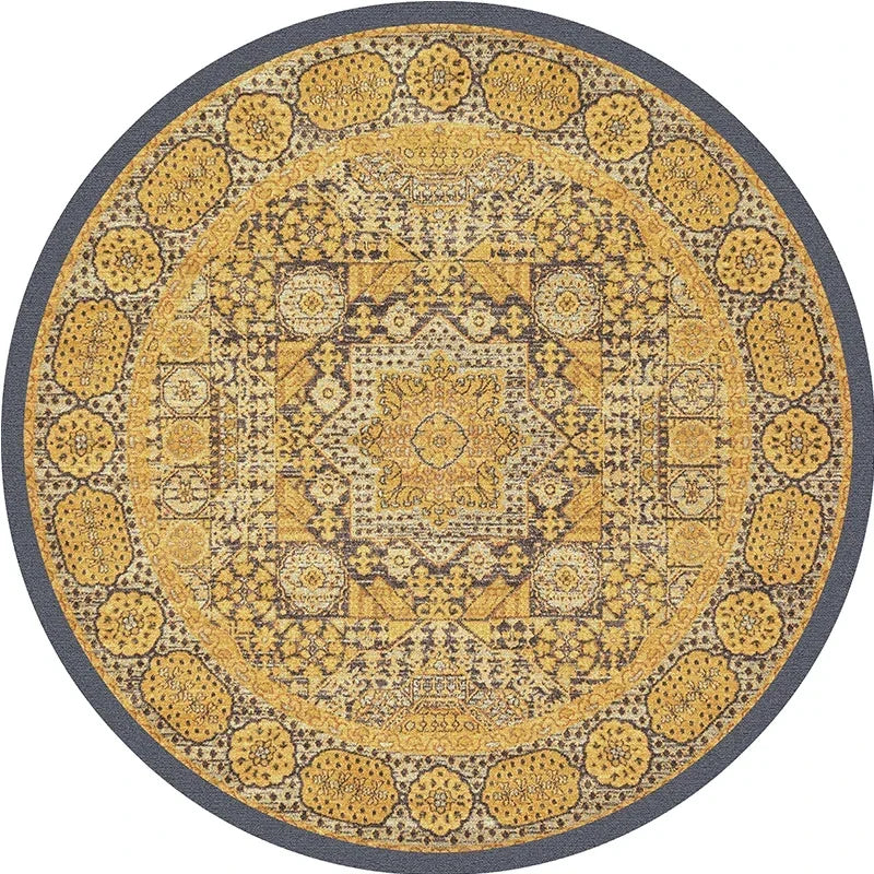 Persian Style round Rugs for Living Room Bedroom Rugs Carpets and Rugs Classic Flower Decoration Study Plan Coffee Table Doormat