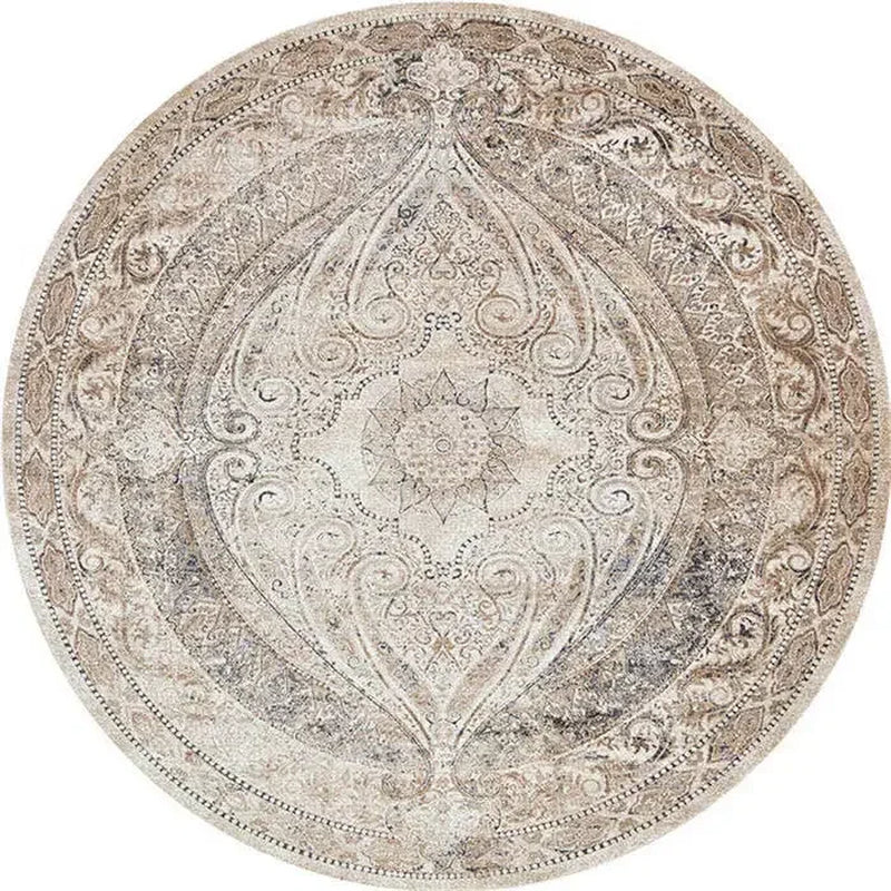 Persian Style round Rugs for Living Room Bedroom Rugs Carpets and Rugs Classic Flower Decoration Study Plan Coffee Table Doormat