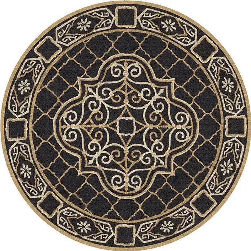 Persian Style round Rugs for Living Room Bedroom Rugs Carpets and Rugs Classic Flower Decoration Study Plan Coffee Table Doormat